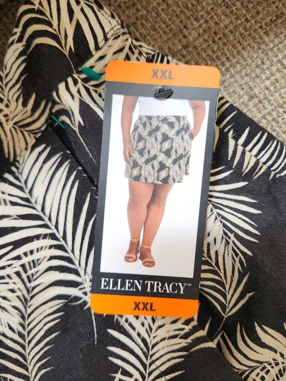 Ellen Tracy Linen Blend Tropical Palm Leaf Wrap Skort XXL NWT Resort Beach - Picture 3 of 7